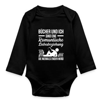 Bücher Und Ich Sind Eine Romantische Liebesbeziehu - Baby Bio-Langarm-Body - Schwarz - Vorne