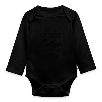 I am the oldest sister. I do the - Organic Longsleeve Baby Bodysuit - black - Front