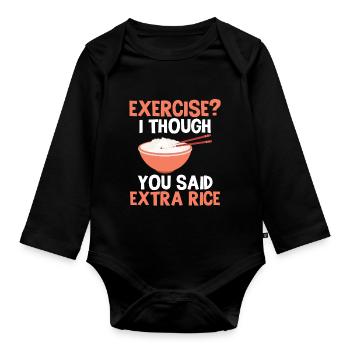 Exercice Je pensais que vous aviez plus de riz plus drôle - Body Bébé bio manches longues - noir - Devant