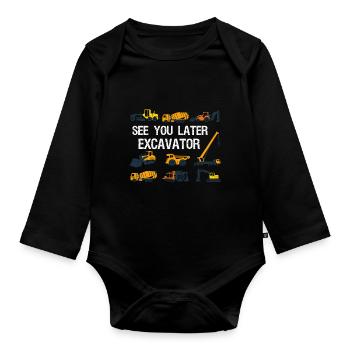 A plus tard excavatrice tout-petit Boy Kids - Body Bébé bio manches longues - noir - Devant