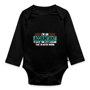 Comptable Cadeau Profession Finance Conseiller Fiscal - Body Bébé bio manches longues - noir - Devant