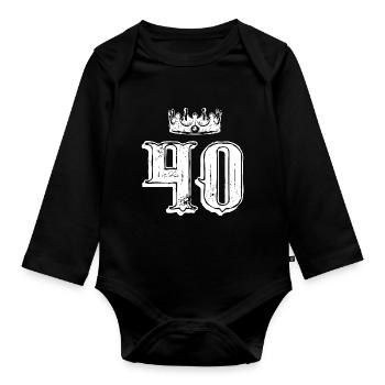 40 Zahl Krone - Baby Bio-Langarm-Body - Schwarz - Vorne