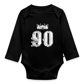 90 Number crown - Organic Longsleeve Baby Bodysuit - black - Front