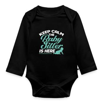 Babysitter Gift Babysitting Best Babysitter - Organic Longsleeve Baby Bodysuit - black - Front