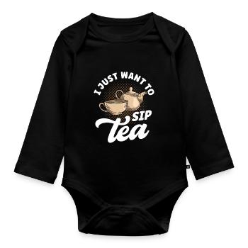 Tea Drinker Tea Lover Gift Tea - Organic Longsleeve Baby Bodysuit - black - Front
