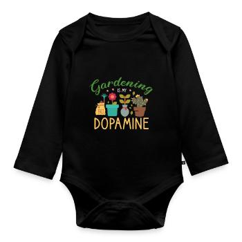 Gartenarbeit Ist Meine Dopamin-Gartengrünpflanze - Baby Bio-Langarm-Body - Schwarz - Vorne