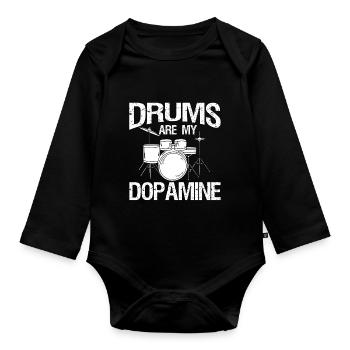 Schlagzeug Sind Mein Dopamin -Schlagzeuger -Drum - Baby Bio-Langarm-Body - Schwarz - Vorne