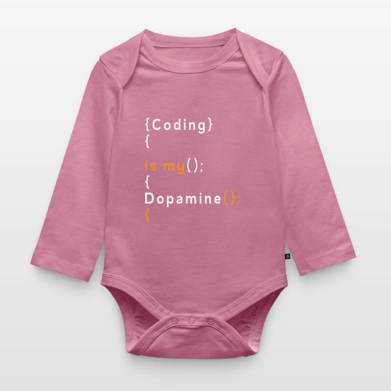 Funny Coding Is My Dopamine Coder Organic Longsleeve Baby Bodysuit