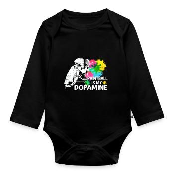 Le paintball est mon paintball drôle de dopamine - Body Bébé bio manches longues - noir - Devant