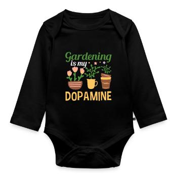Le jardinage est ma plante verte de jardin dopaminergique - Body Bébé bio manches longues - noir - Devant