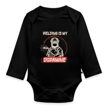 Schweißen Ist Mein Dopamin Lustiger Schmied - Baby Bio-Langarm-Body - Schwarz - Vorne