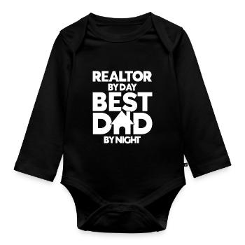 Immobilienmakler Makler Beruf Immobilien - Baby Bio-Langarm-Body - Schwarz - Vorne