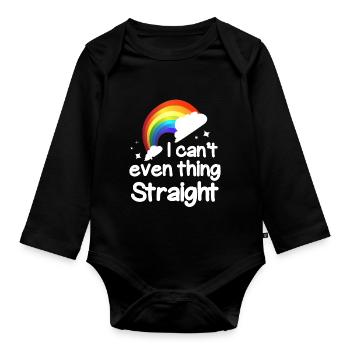 I can't even think - Organic Longsleeve Baby Bodysuit - black - Front