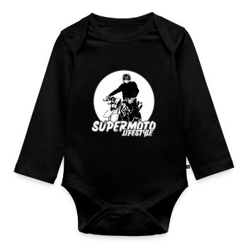 Supermoto / Supermotard / Supermoto Wheelie Biker - Organic Longsleeve Baby Bodysuit - black - Front