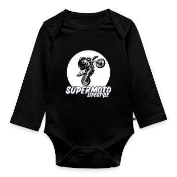 Supermotard / Supermotard / Supermotard Wheelie Bikers - Body Bébé bio manches longues - noir - Devant