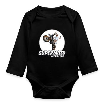 Supermotard / Supermotard / Supermotard Wheelie Bikers - Body Bébé bio manches longues - noir - Devant