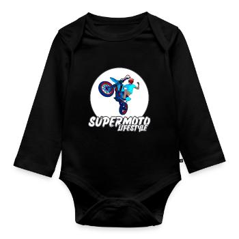Supermoto / Supermotard / Supermoto Wheelie Bikers - Organic Longsleeve Baby Bodysuit - black - Front