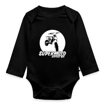 Supermoto / Supermotard / Supermoto Wheelie Biker - Organic Longsleeve Baby Bodysuit - black - Front