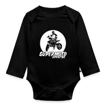 Supermoto / Supermotard / Supermoto Wheelie Biker - Organic Longsleeve Baby Bodysuit - black - Front
