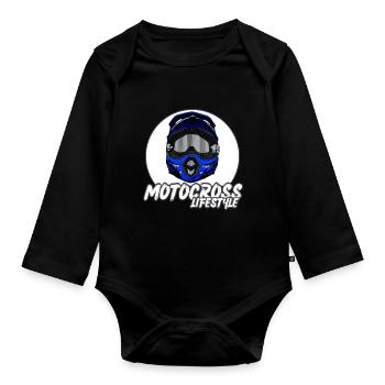 Motocross / Enduro / Freestyle mx / Dirtbike rétro - Body Bébé bio manches longues - noir - Devant