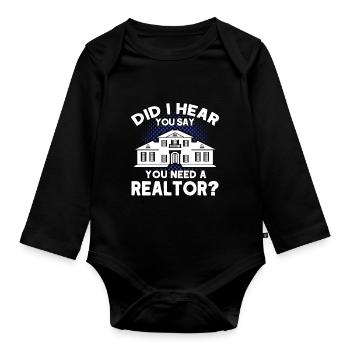 Immobilienmakler Makler Beruf Immobilien - Baby Bio-Langarm-Body - Schwarz - Vorne