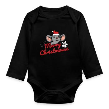 Nagetier Maus Ratte - Baby Bio-Langarm-Body - Schwarz - Vorne
