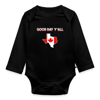 Kanadisch-texanisches Design für Texas Einwanderer - Baby Bio-Langarm-Body - Schwarz - Vorne