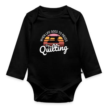 Quilten von Tagesdecken - Baby Bio-Langarm-Body - Schwarz - Vorne