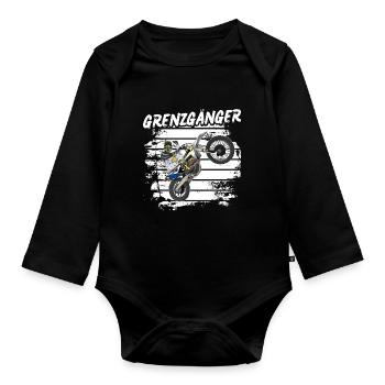 Motocross / Enduro / Freestyle mx / Dirtbike retro - Baby Bio-Langarm-Body - Schwarz - Vorne