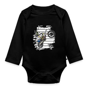 Motocross / Enduro / Freestyle mx / Dirtbike rétro - Body Bébé bio manches longues - noir - Devant