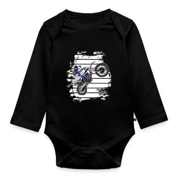 Motocross / Enduro / Freestyle mx / Dirtbike retro - Baby Bio-Langarm-Body - Schwarz - Vorne