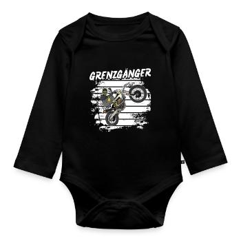 Motocross / Enduro / Freestyle mx / Dirtbike retro - Baby Bio-Langarm-Body - Schwarz - Vorne
