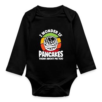 Pfannkuchen Liebhaber Geschenk Pfannkuchen Spruch - Baby Bio-Langarm-Body - Schwarz - Vorne