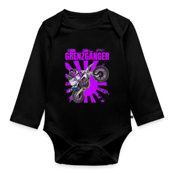 Motocross / Enduro / Freestyle mx / Dirtbike retro - Baby Bio-Langarm-Body - Schwarz - Vorne