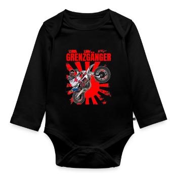 Motocross / Enduro / Freestyle mx / Dirtbike retro - Baby Bio-Langarm-Body - Schwarz - Vorne