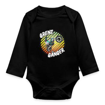 Motocross / Enduro / Freestyle mx / Dirtbike retro - Baby Bio-Langarm-Body - Schwarz - Vorne