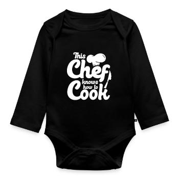 Chef saying gift funny cook - Organic Longsleeve Baby Bodysuit - black - Front