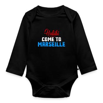 Habibi Come To Marseille - Organic Longsleeve Baby Bodysuit - black - Front