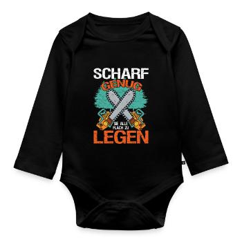 Scharf Genug Sie Alle Flach zu legen Forstwirt - Baby Bio-Langarm-Body - Schwarz - Vorne