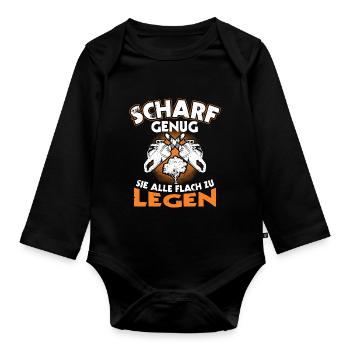 Scharf Genug Sie Alle Flach zu legen Forstwirt - Baby Bio-Langarm-Body - Schwarz - Vorne