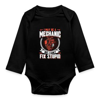 Cadeau de garage mécanique pour mécanicien - Body Bébé bio manches longues - noir - Devant