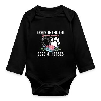 Facile de chiens et de chevaux femmes et filles - Body Bébé bio manches longues - noir - Devant
