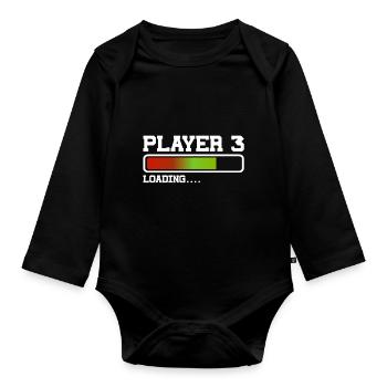 Player 3 Loads New Gaming Father Baby - Organic Longsleeve Baby Bodysuit - black - Front