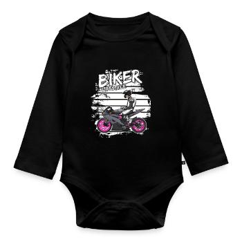 Motorcycle Lifestyle / Motorcycle / Motorcycles biker - Organic Longsleeve Baby Bodysuit - black - Front