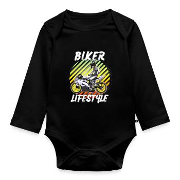 Motorcycle Lifestyle / Motorcycle / Motorcycle biker - Organic Longsleeve Baby Bodysuit - black - Front