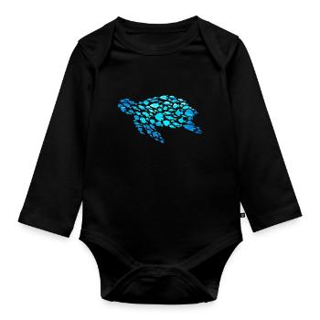 Water turtle Fish Sea creatures - Organic Longsleeve Baby Bodysuit - black - Front