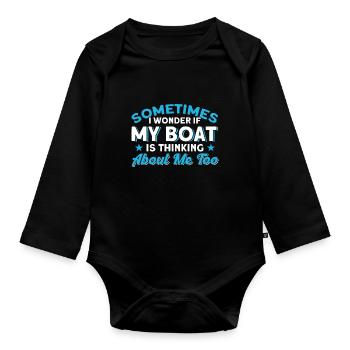 Pontoon Boat Gift Captain Boots Pontoon - Organic Longsleeve Baby Bodysuit - black - Front