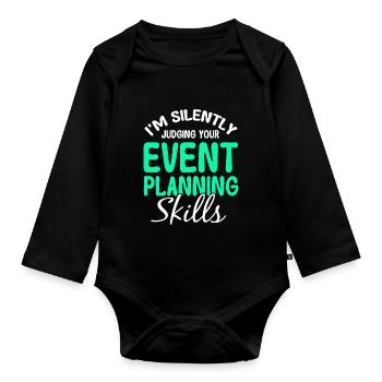 Eventplaner Hochzeitsplaner Event Manager - Baby Bio-Langarm-Body - Schwarz - Vorne