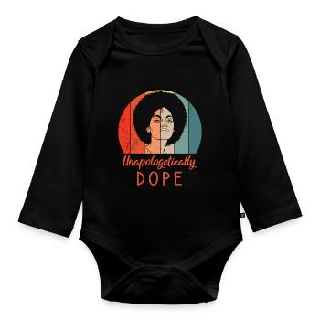 Unapologetic Black Afro-American - Organic Longsleeve Baby Bodysuit - black - Front
