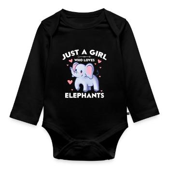 Juste une fille qui aime les éléphants - Body Bébé bio manches longues - noir - Devant
